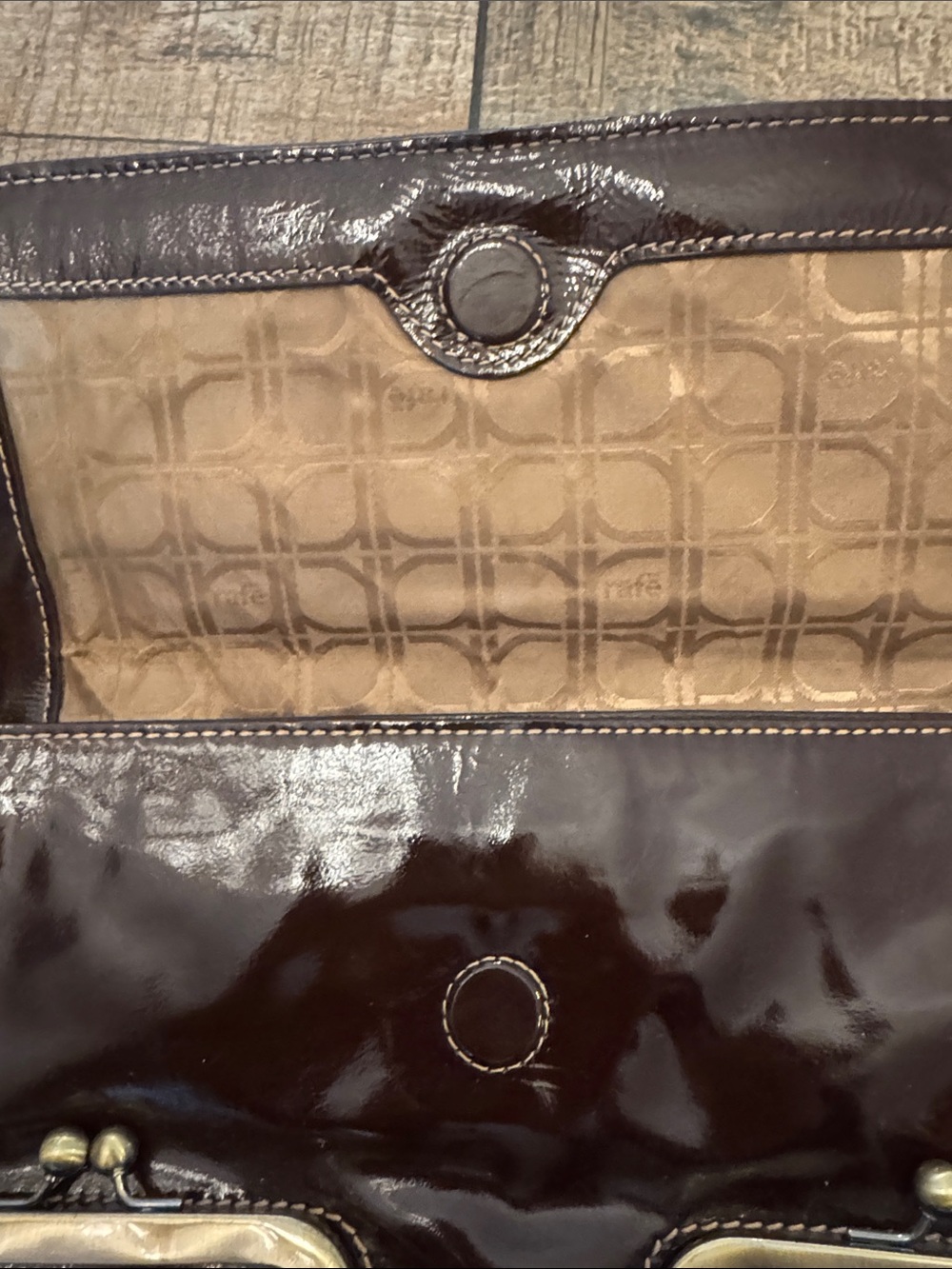 Rafe Dark Brown Patent Shoulder Bag with Gold Hardware - Picture 4 of 7